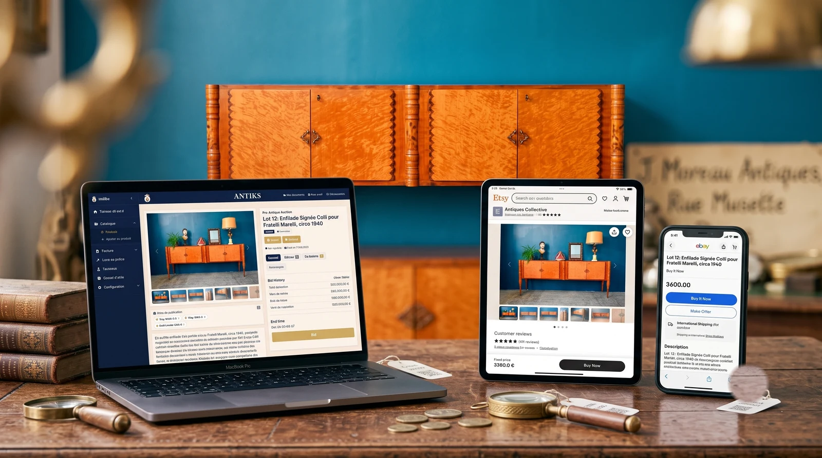 Un objet ancien diffusé simultanément sur plusieurs plateformes de vente en ligne